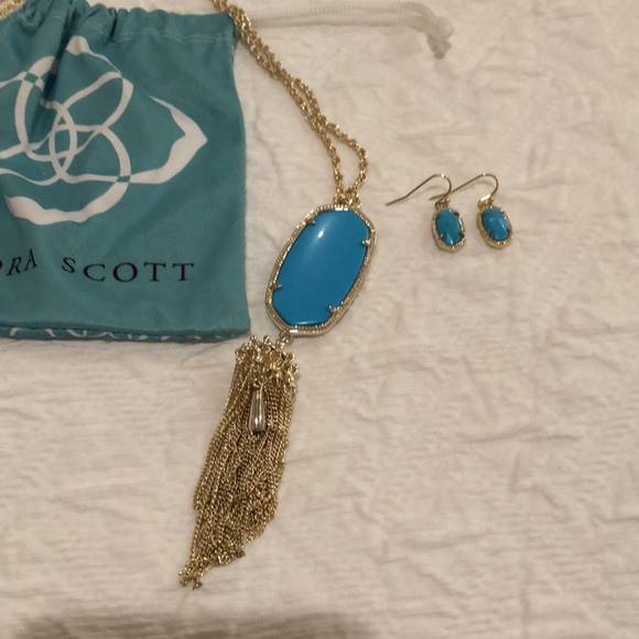 Turquoise Kendra Scott necklace and matching earrings. Great holiday gift! - Picture 2 of 3